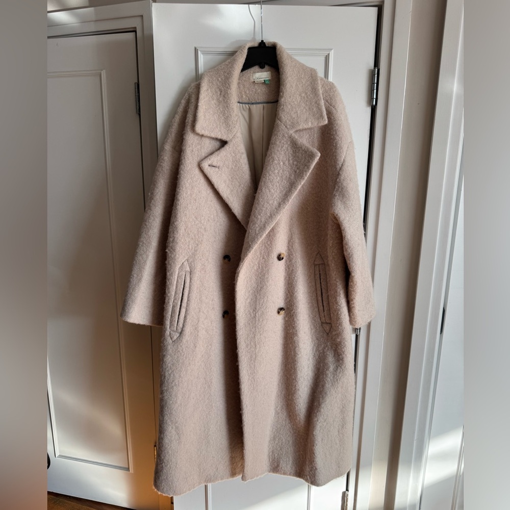 Oversized double-breasted wool blend long coat - size 2x